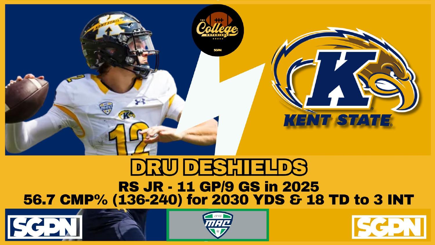 Dru DeShields Kent State quarterback returning after 2030 yards and 18 touchdowns in 2025