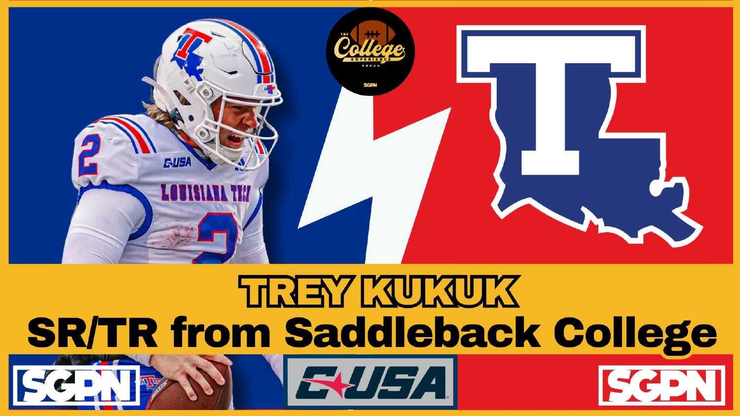 Trey Kukuk Louisiana Tech quarterback and Saddleback College transfer in the 2026 room