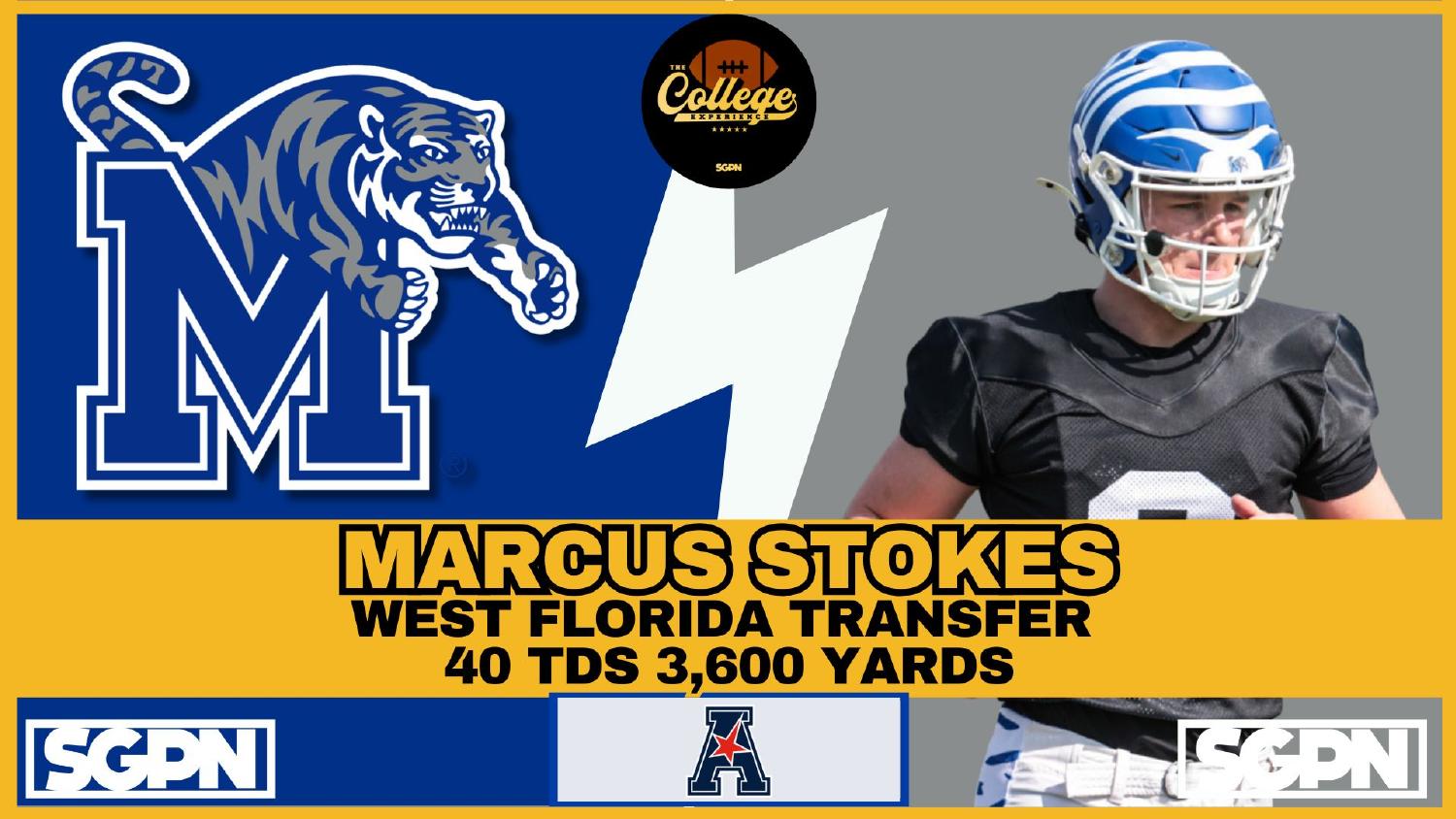 Marcus Stokes Memphis quarterback battle candidate with 40 touchdowns and 3600 yards