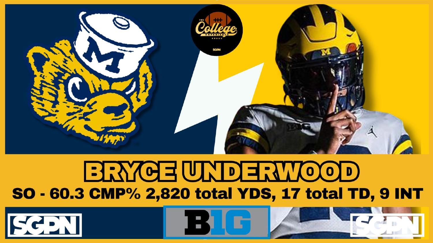Bryce Underwood Michigan Quarterback Bryce Underwood Michigan quarterback returning as a sophomore after 2820 total yards and 17 total touchdowns