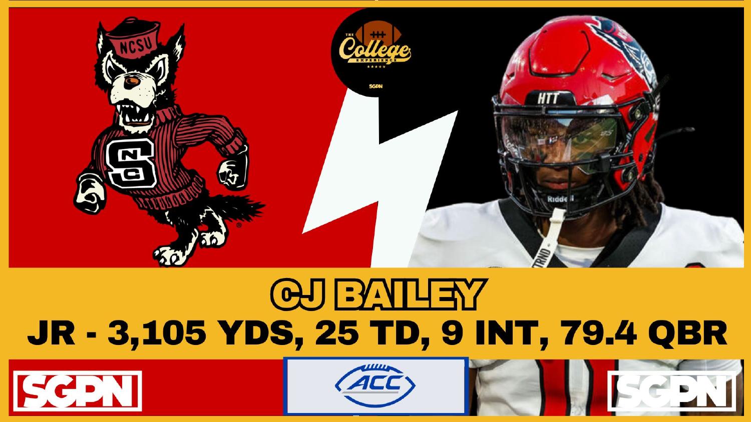 CJ Bailey NC State Quarterback CJ Bailey NC State quarterback returning after 3105 yards and 25 touchdowns in 2025