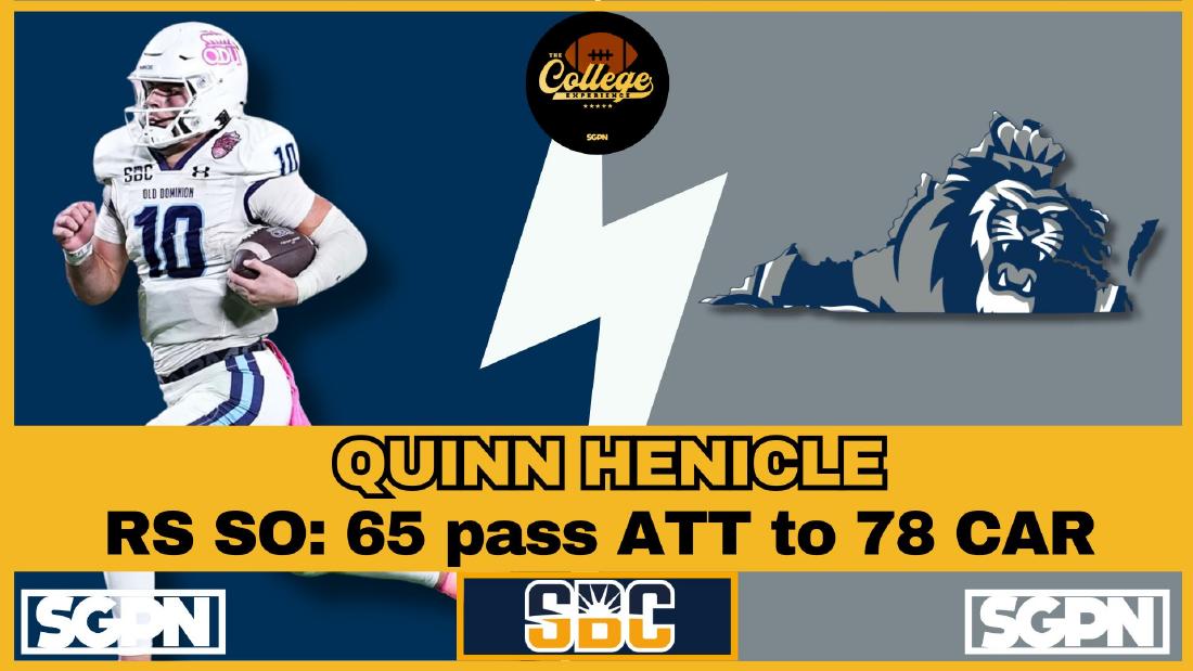 Quinn Henicle Old Dominion Quarterback Quinn Henicle Old Dominion dual threat quarterback with 65 pass attempts and 78 carries