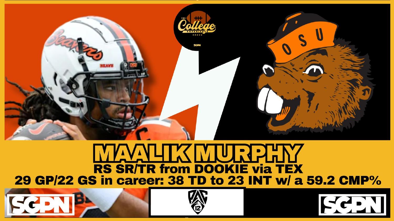 Maalik Murphy Oregon State Quarterback Maalik Murphy Oregon State Beavers quarterback transfer with 38 touchdowns to 23 interceptions in his career