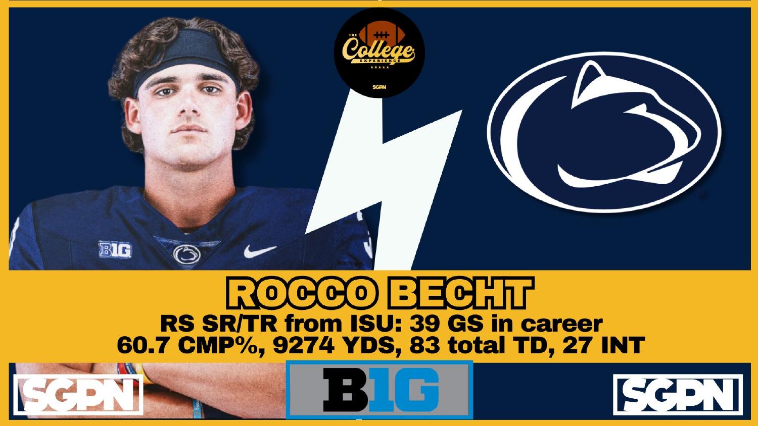 Rocco Becht Penn State Quarterback Rocco Becht Penn State quarterback with 9274 career yards and 83 total touchdowns from Iowa State