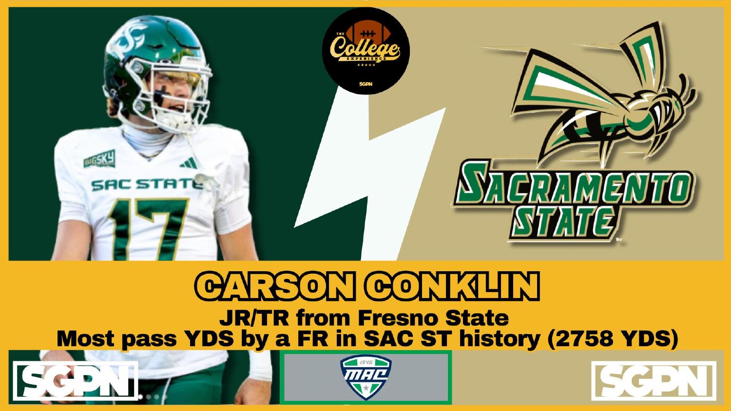 Carson Conklin Sacramento State quarterback back from Fresno State with 2758 passing yards