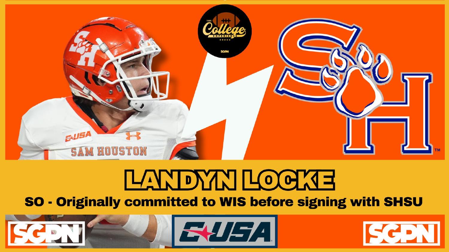 Landyn Locke Sam Houston Quarterback Landyn Locke Sam Houston quarterback who flipped his commitment from Wisconsin