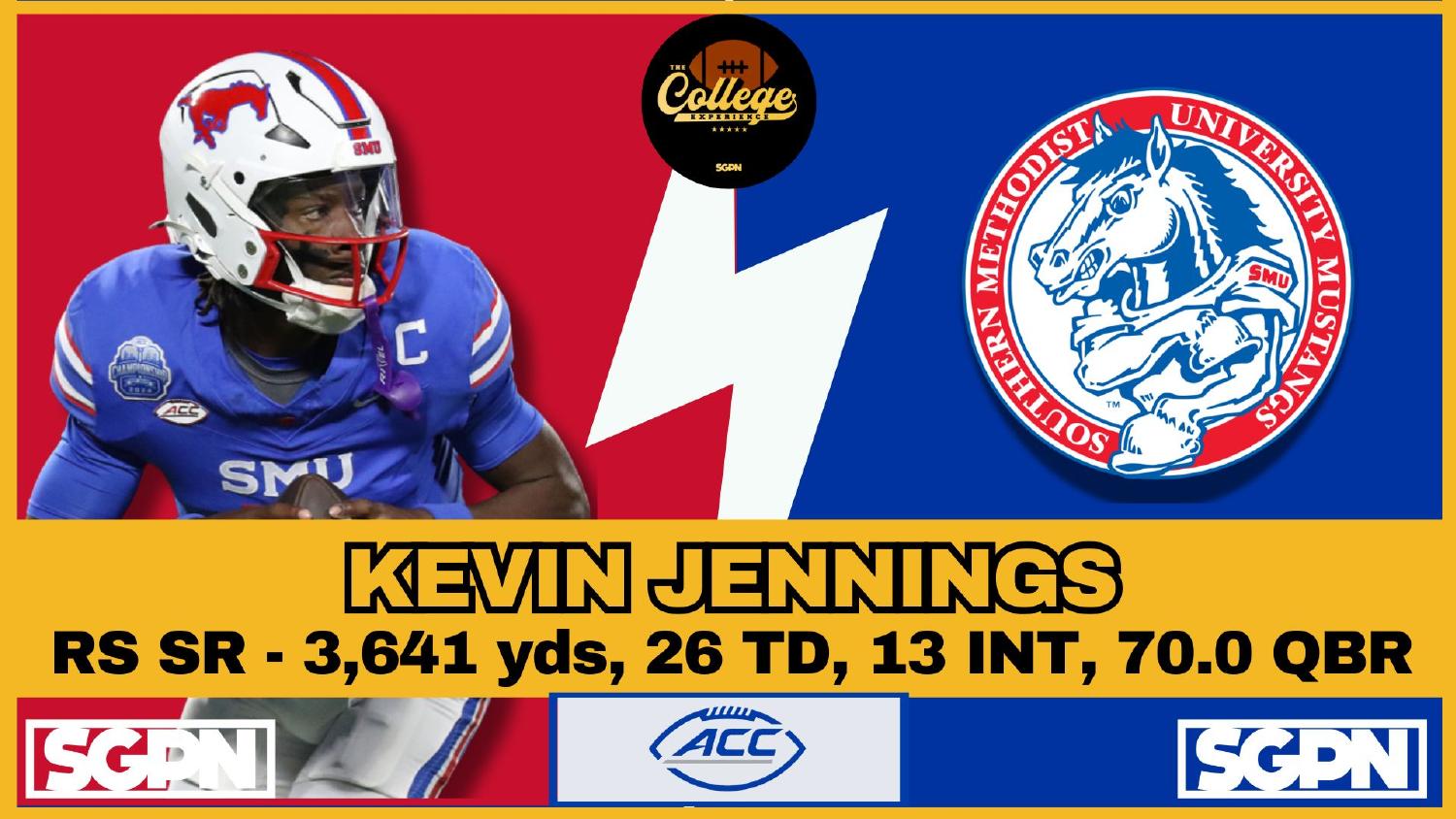 Kevin Jennings SMU Quarterback Kevin Jennings SMU quarterback after 3641 yards and 26 touchdowns in 2025