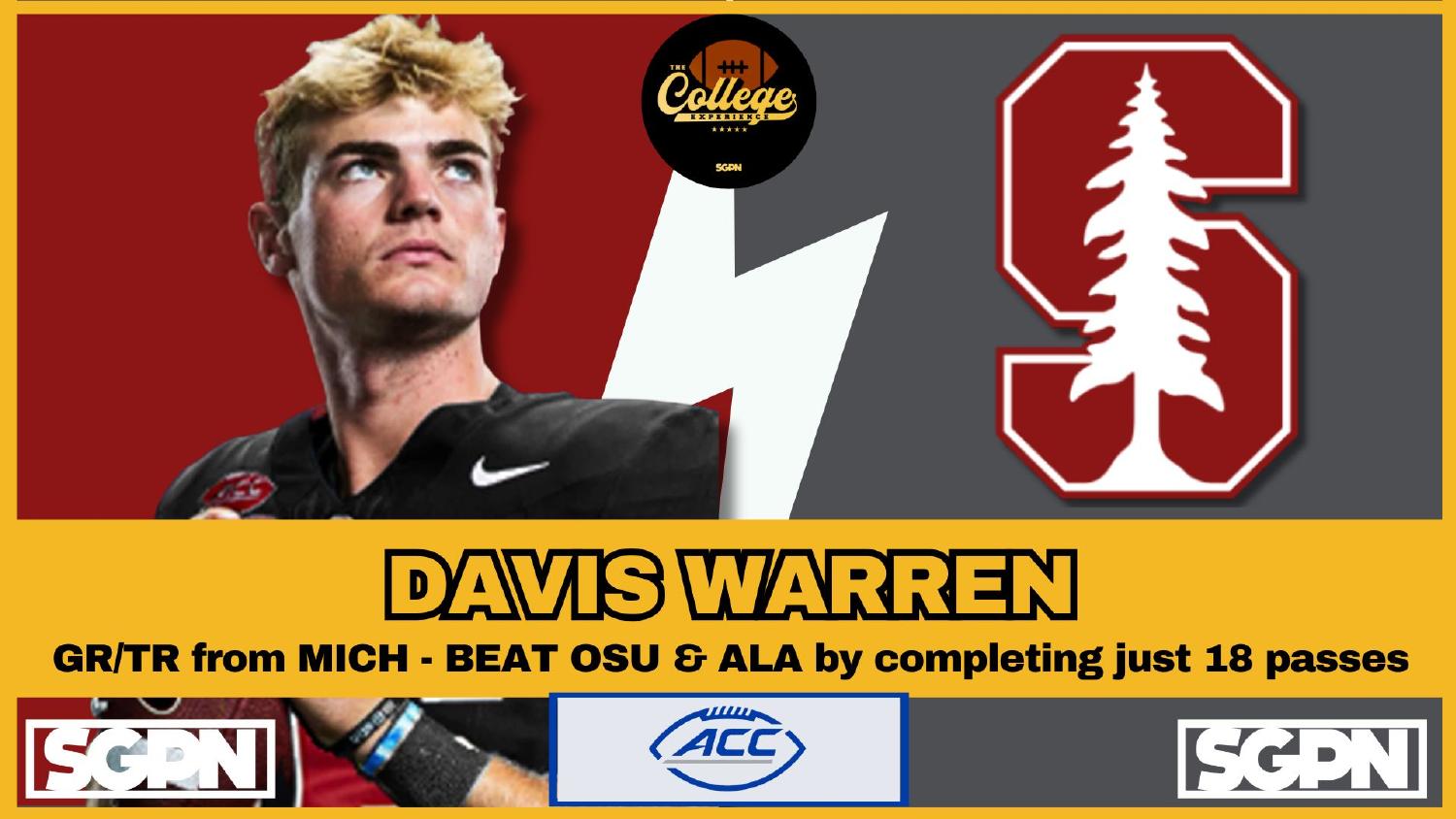 Stanford Cardinal quarterback Davis Warren the Michigan graduate transfer entering the 2026 preview