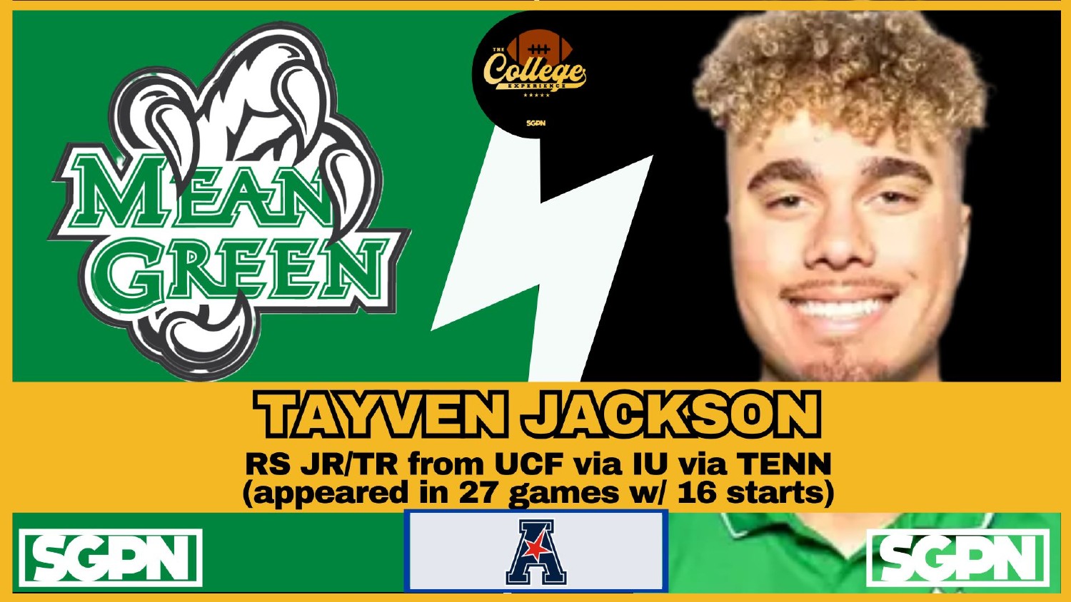 Tayven Jackson North Texas Quarterback Tayven Jackson North Texas Mean Green quarterback transfer from UCF by way of Indiana and Tennessee