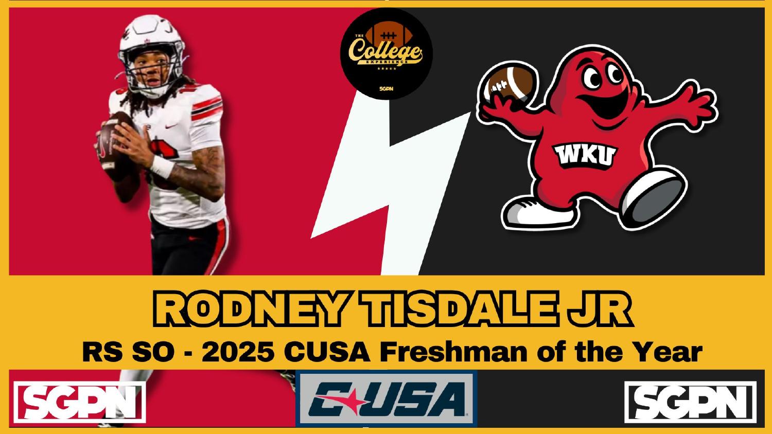 Rodney Tisdale Jr. Western Kentucky quarterback and 2025 Conference USA Freshman of the Year