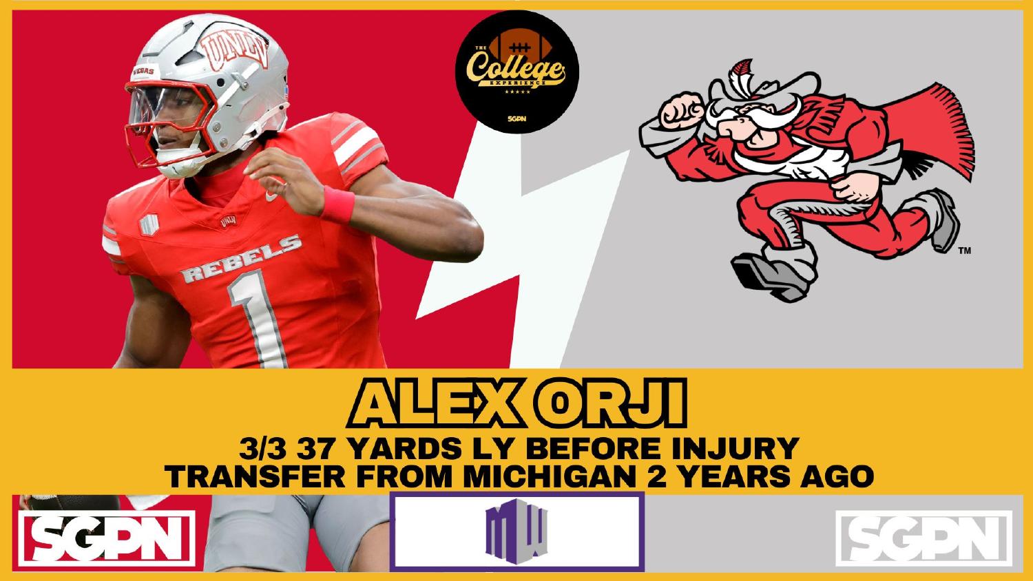 Alex Orji UNLV quarterback transfer from Michigan competing in the 2026 quarterback battle