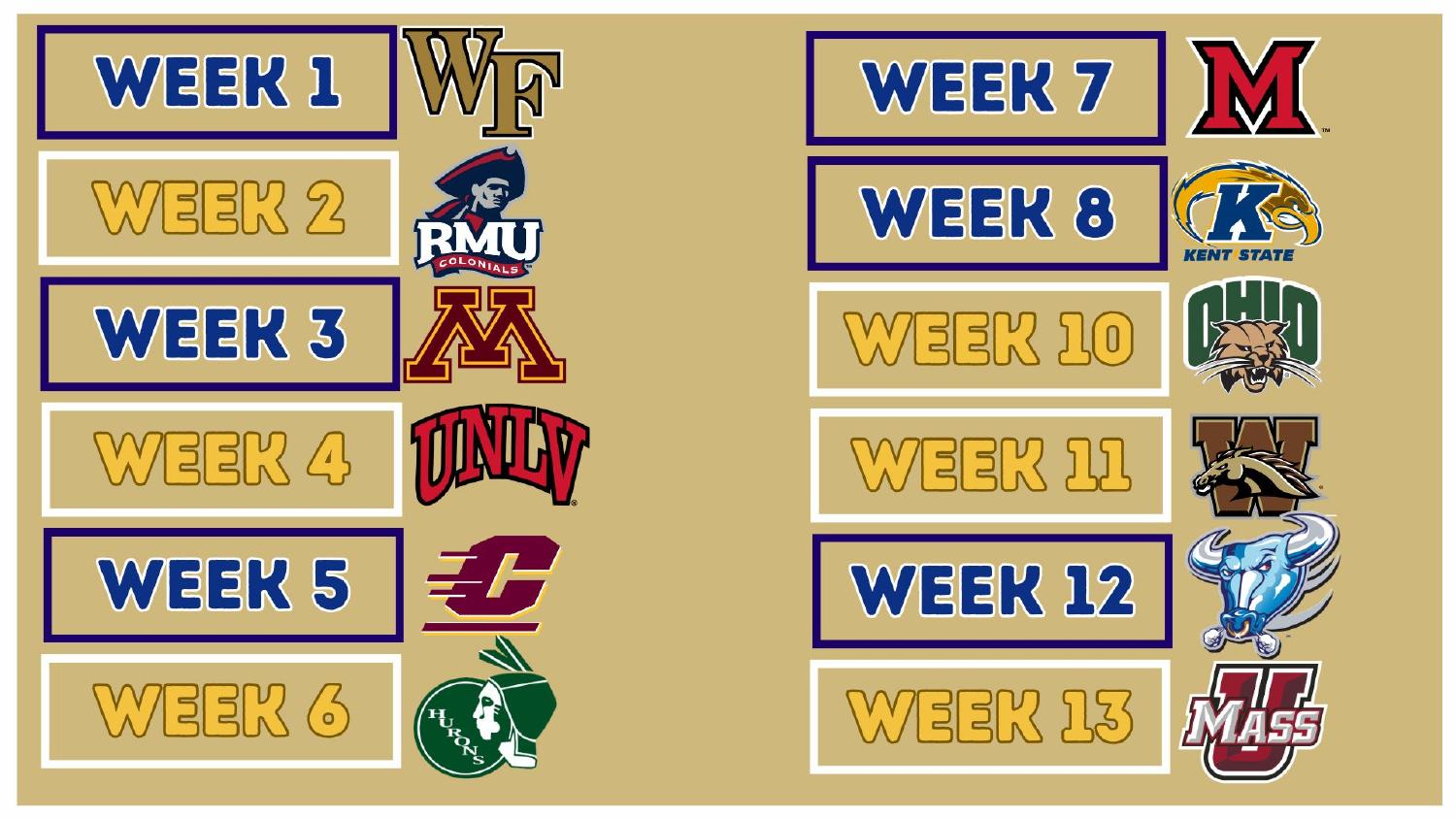 Akron Zips 2026 Schedule Akron Zips 2026 MAC schedule opening at Wake Forest and including a Week 8 rivalry with Kent State