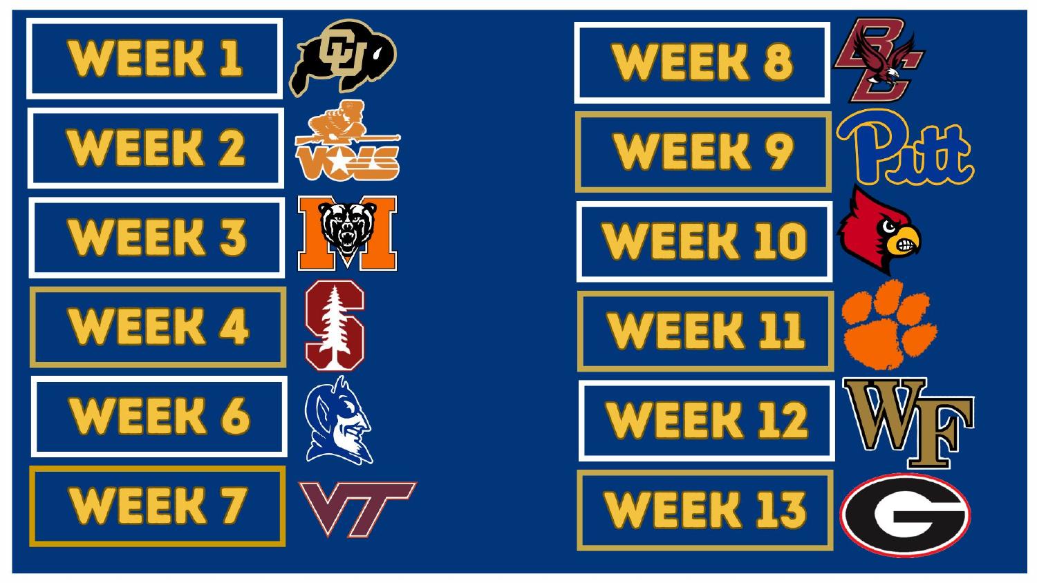 Georgia Tech Yellow Jackets 2026 ACC schedule including Colorado, Tennessee, Clemson and Georgia