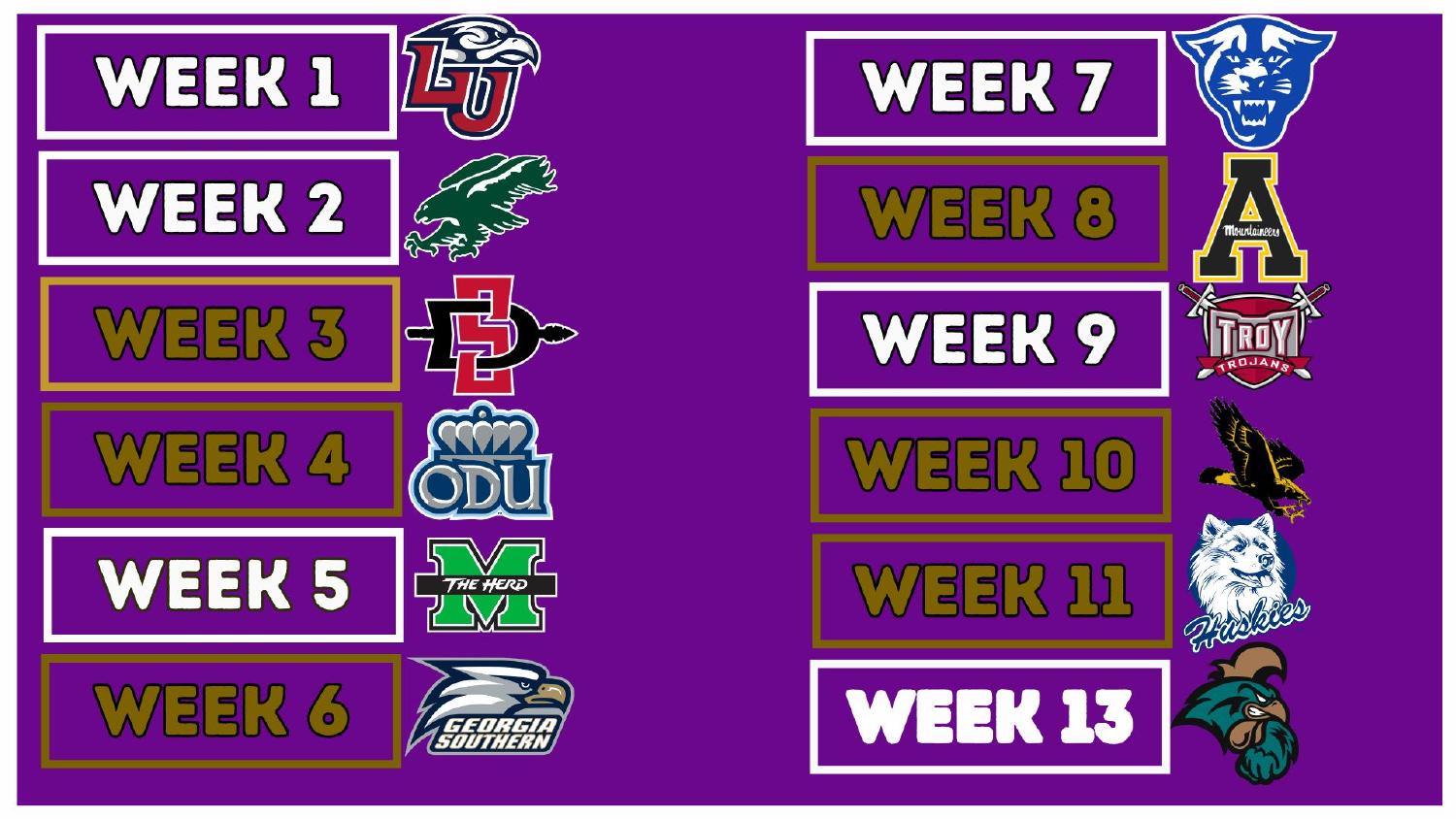 James Madison Dukes 2026 Sun Belt schedule opener at home against Liberty