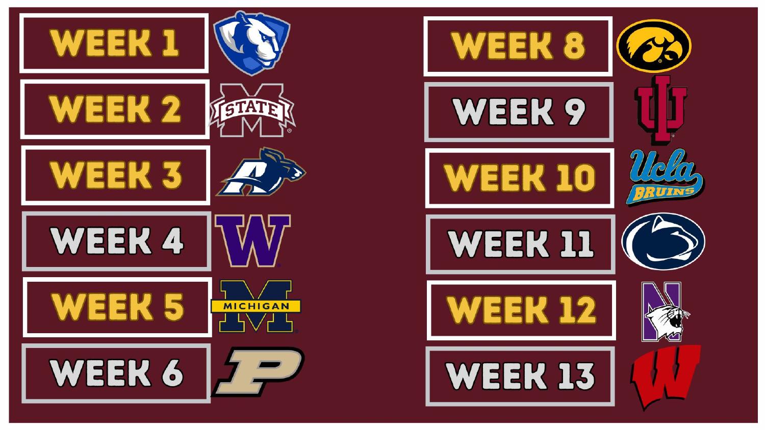 Minnesota Golden Gophers 2026 Big Ten schedule with road trips to Washington, Penn State, Indiana and Wisconsin