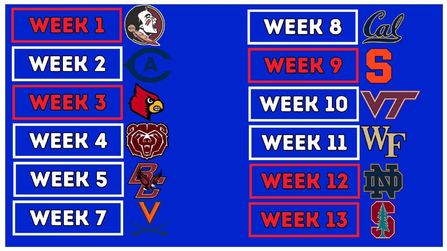 SMU Mustangs 2026 Schedule SMU Mustangs 2026 ACC schedule opening at Florida State and closing at Notre Dame