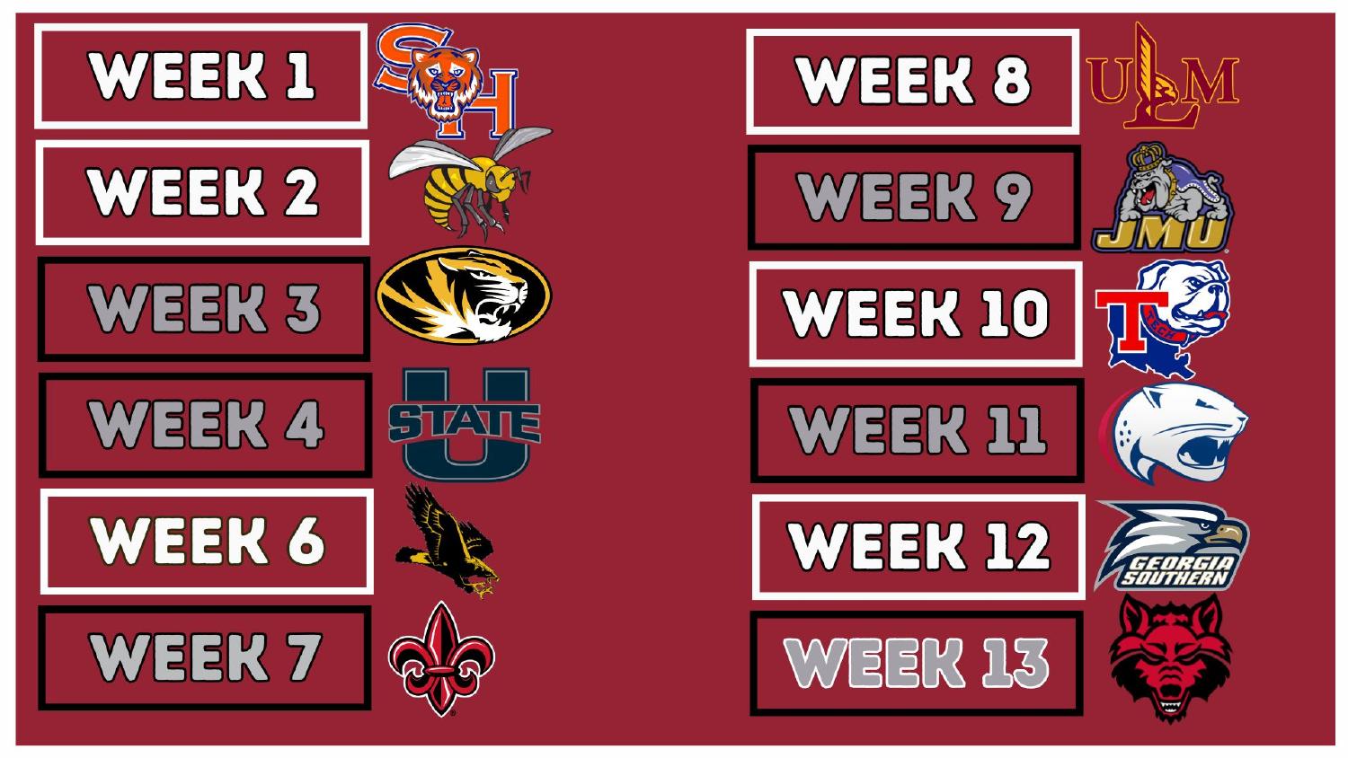 Troy Trojans 2026 Sun Belt schedule including road trips to Missouri and Utah State