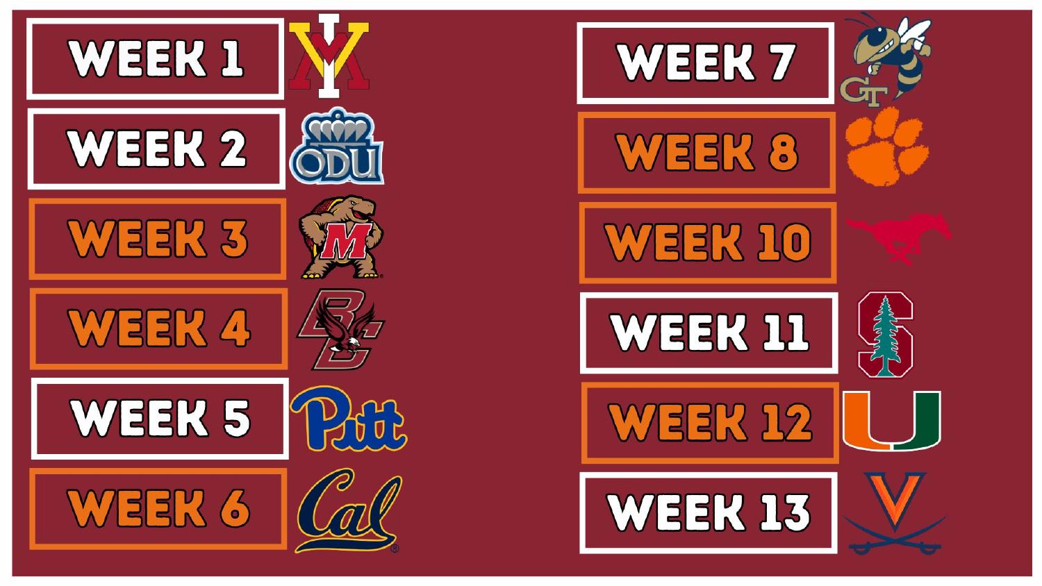 Virginia Tech Hokies 2026 Schedule Virginia Tech Hokies 2026 ACC schedule with road trips to Maryland, Clemson and Miami