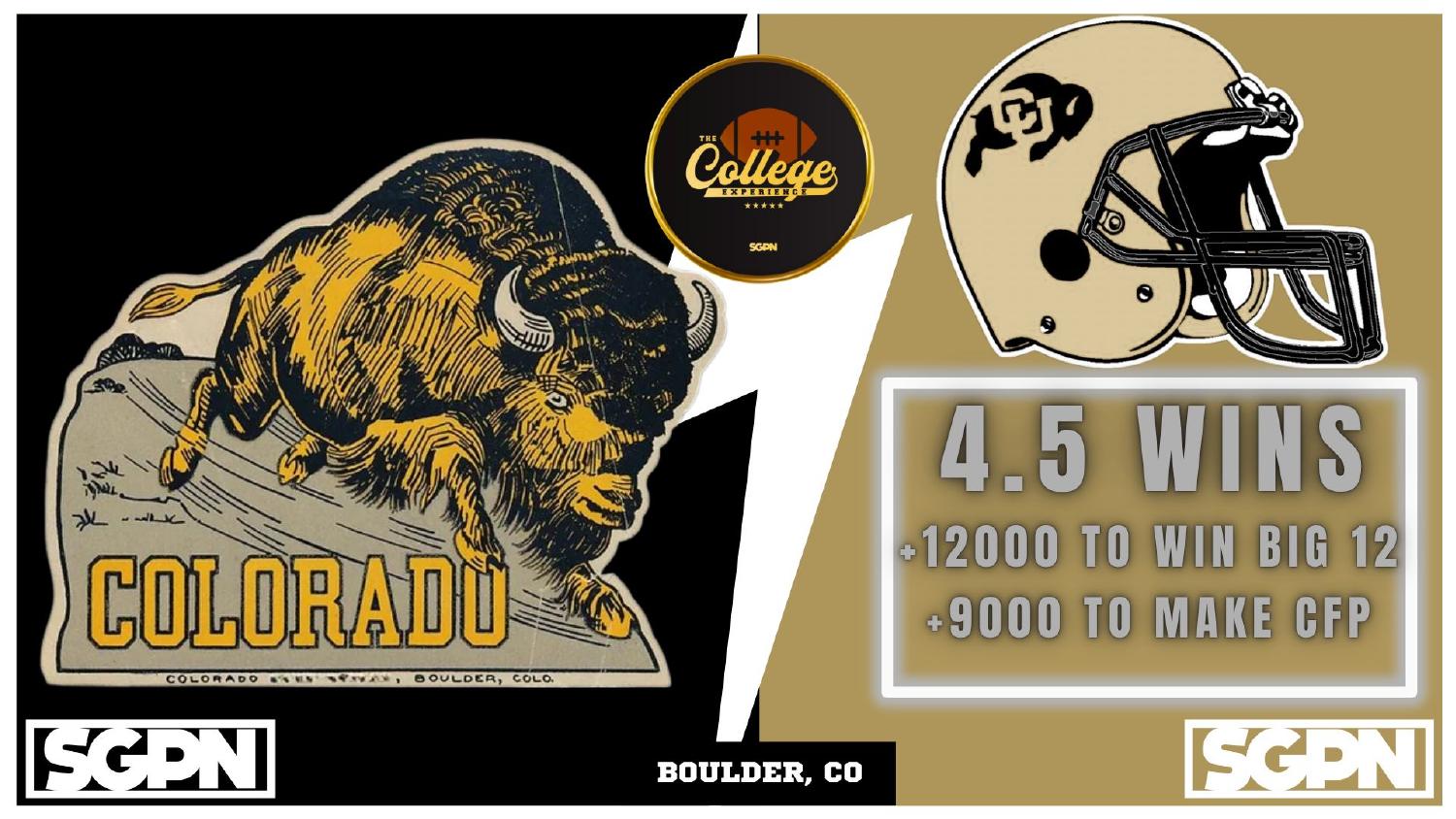 Colorado Buffaloes 2026 win total set at 4.5 with plus 12000 Big 12 and plus 9000 College Football Playoff odds