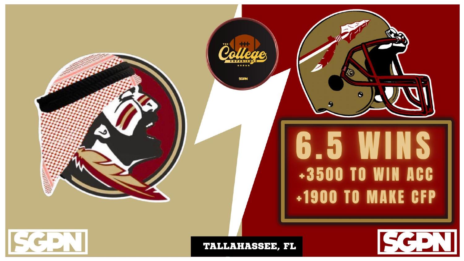 Florida State Seminoles 2026 win total set at 6.5 with plus 3500 ACC and plus 1900 CFP odds