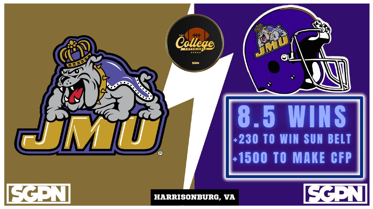 James Madison Dukes 2026 win total set at 8.5 with plus 230 Sun Belt and plus 1500 CFP odds