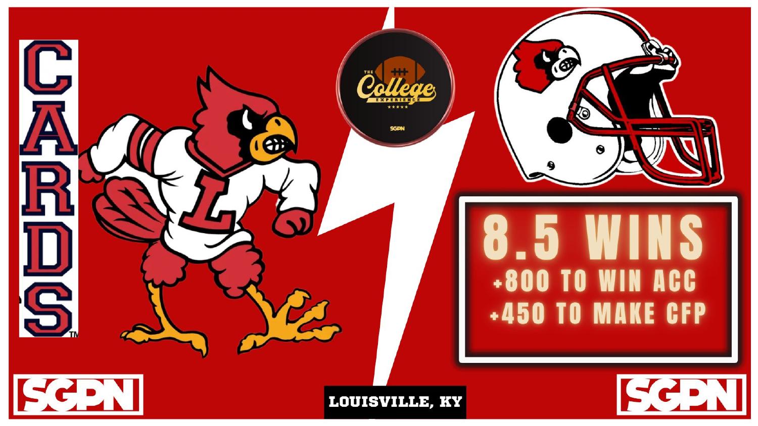 Louisville Cardinals 2026 win total set at 8.5 with plus 800 ACC and plus 450 CFP odds