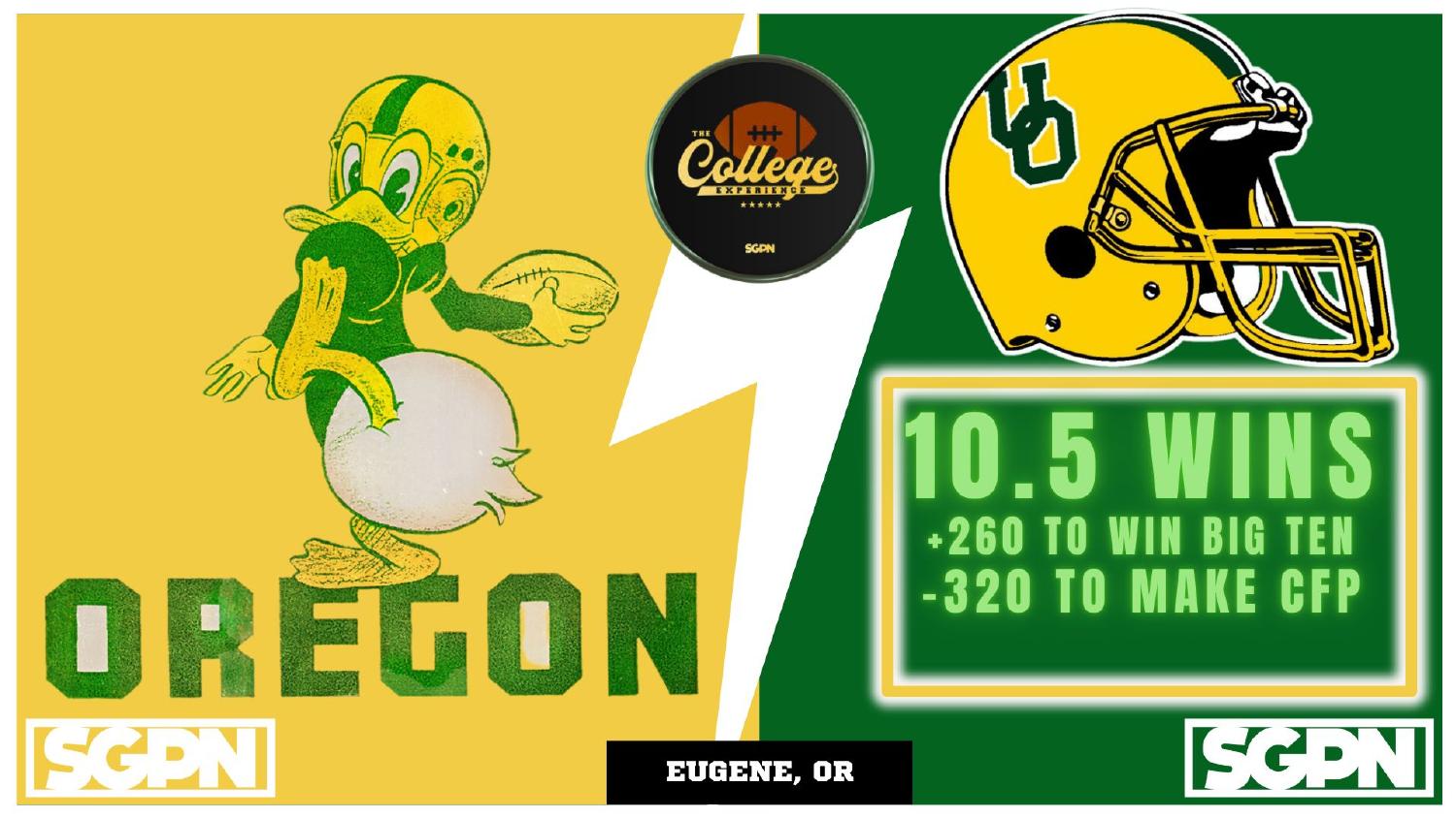 Oregon Ducks 2026 win total set at 10.5 with plus 260 Big Ten and minus 320 CFP odds
