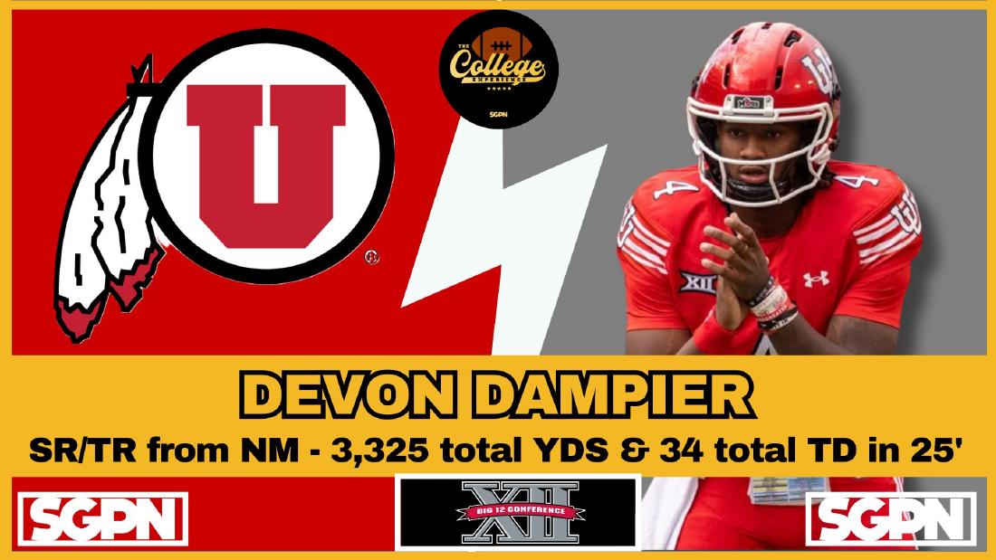 Devon Dampier Utah Quarterback Devon Dampier Utah Utes quarterback with 3325 total yards and 34 touchdowns