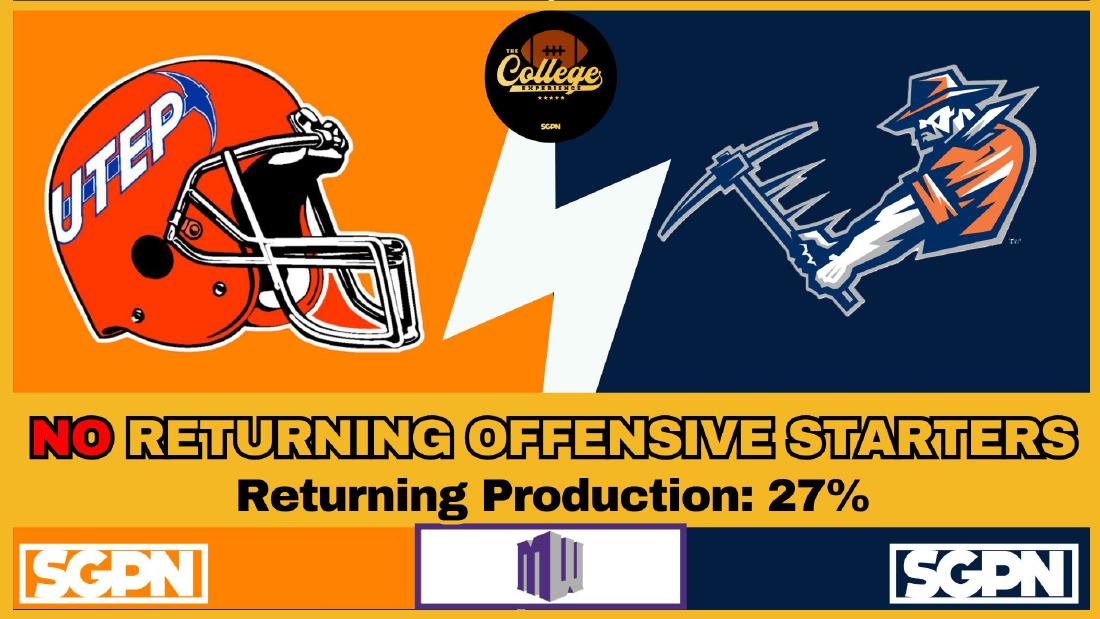 UTEP Returning Offensive Starters UTEP returns no offensive starters with 27 percent returning production