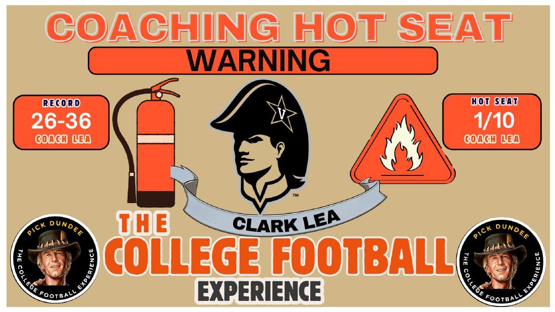 Clark Lea Coaching Hot Seat Rating Clark Lea coaching hot seat rating 1 out of 10 with a 26-36 Vanderbilt record