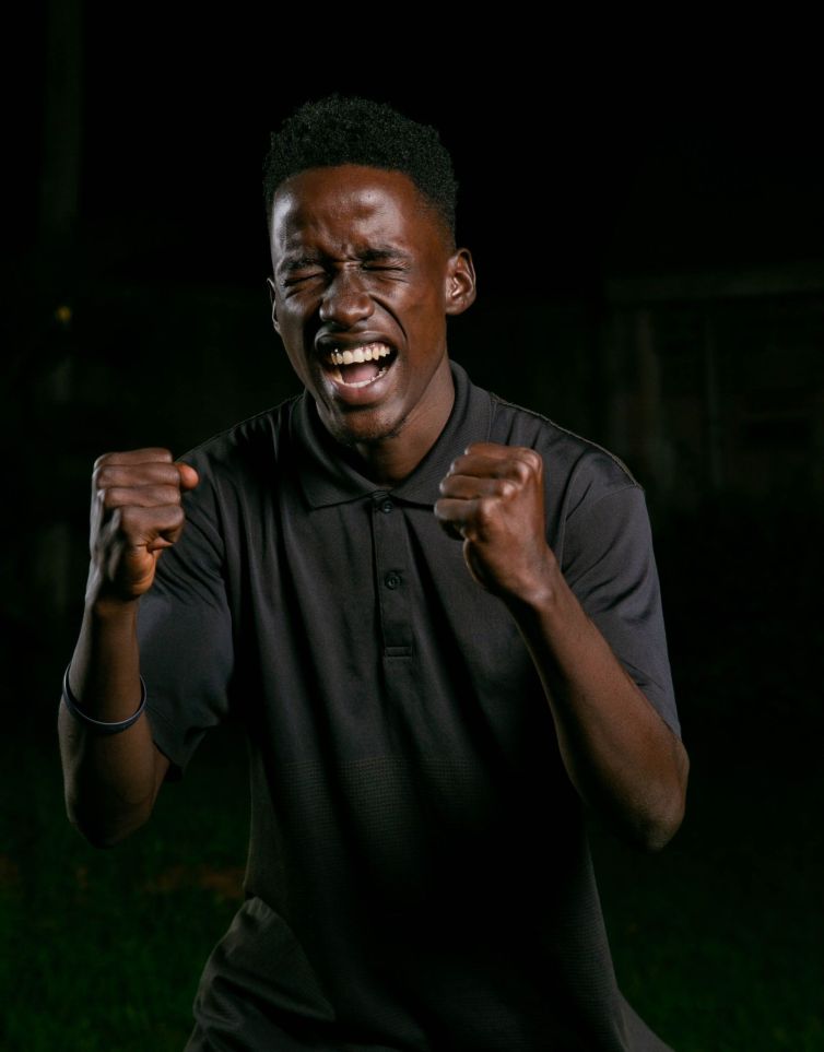man cheering