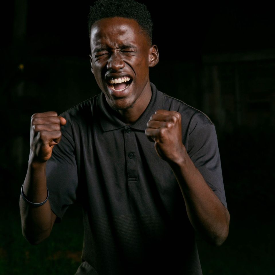 man cheering