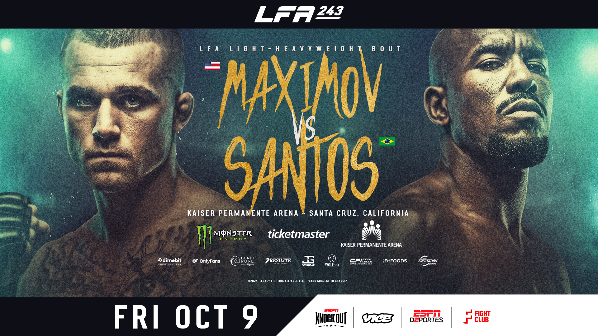 LFA 243 is our regional show of record this week. Come check out regional mma to make some picks, predictions & bet